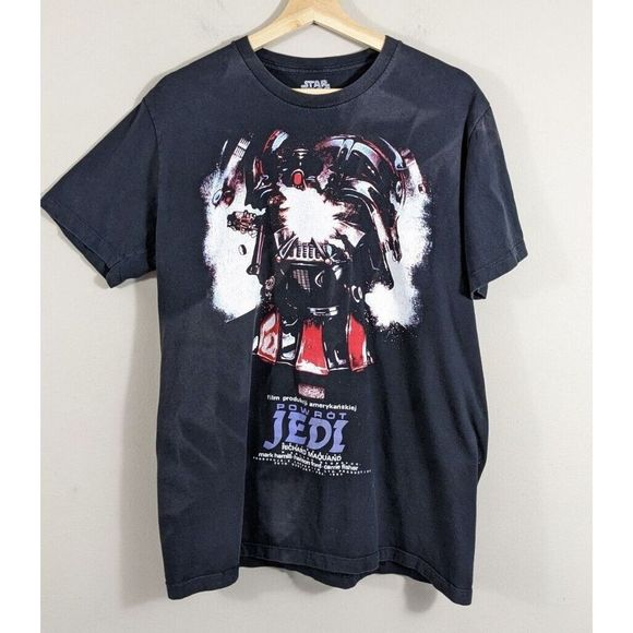 Polish Starwars Exploding Darth Vader Black T-shirt Size Large - Faded Wear - Picture 1 of 9